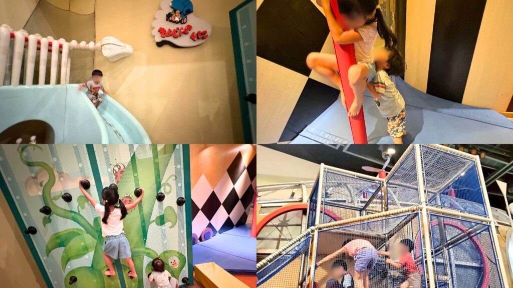 上り棒やクライミング、すべりだいで体幹を養う子ども達の画像