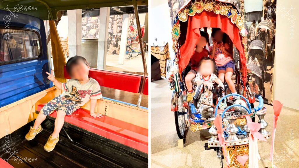 海外の乗り物に乗っている画像