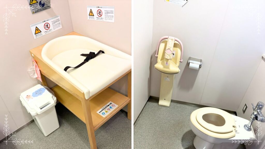 トイレのベビーベッドと子ども便座の画像