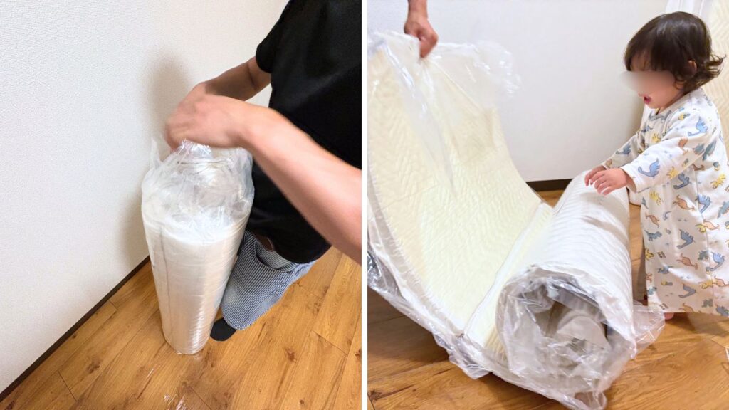 圧縮袋から出している画像