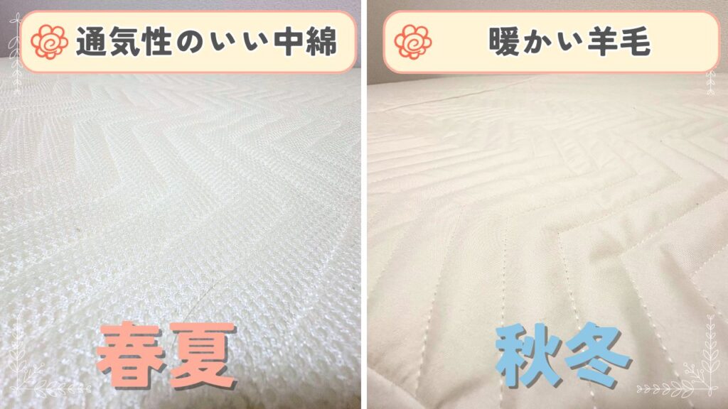 リバーシブルの素材比較の画像