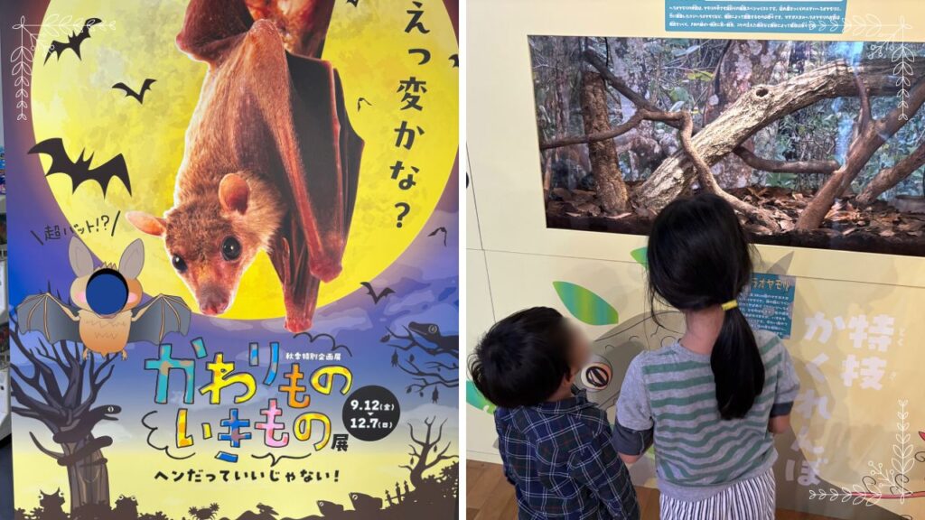 特別企画展「かわりものいきもの」の巨大顔パネルの画像