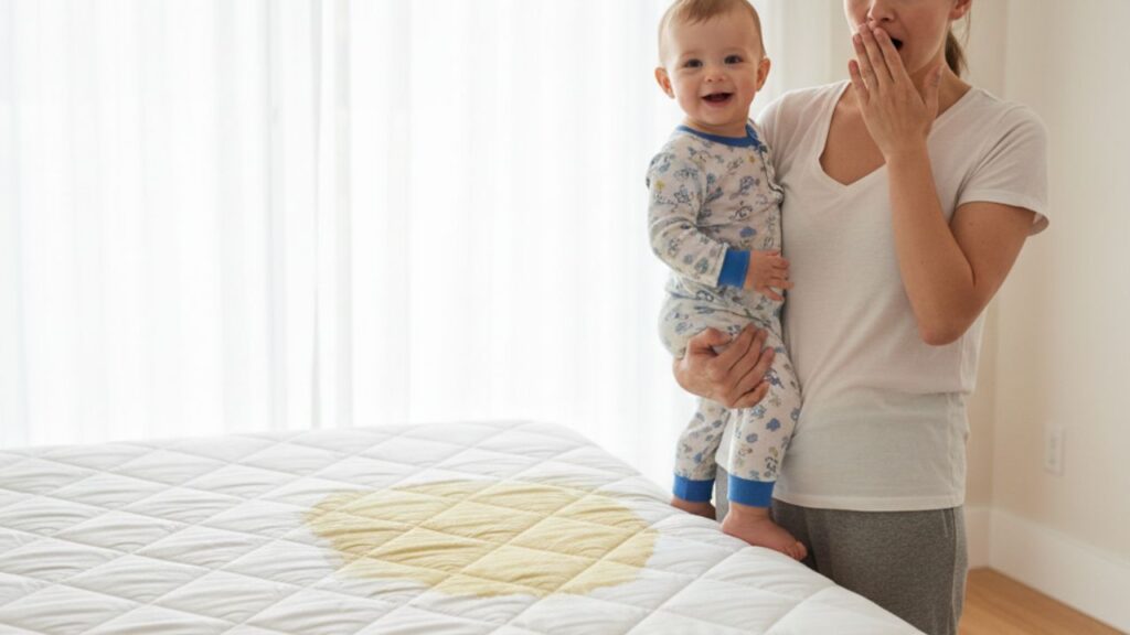 赤ちゃんがおねしょをしてしまった画像