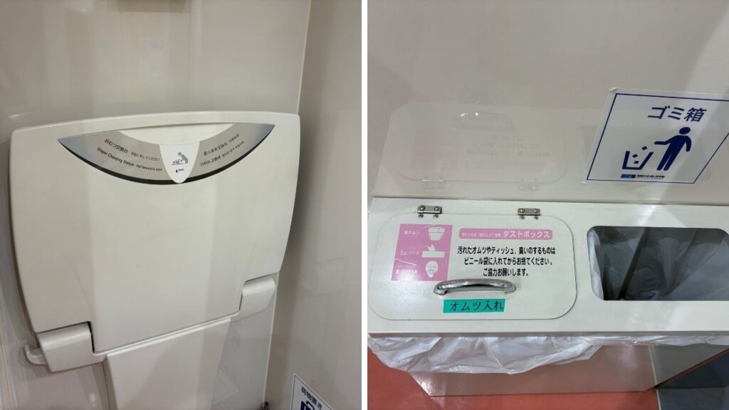 おむつ替え台と専用オムツゴミ箱の画像